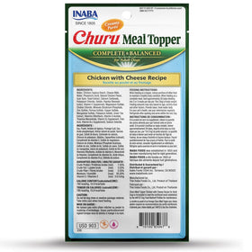 Inaba Churu Meal Topper Chicken with Cheese Recipe Dog Food, 0.5-oz x 4-tubes - 0