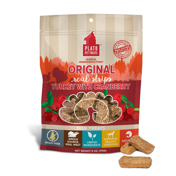 Plato Original Real Strips Turkey with Cranberry Dog Treat Bars