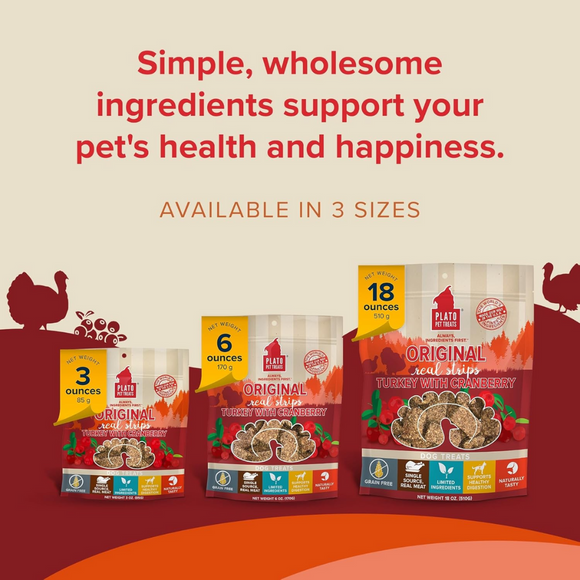 Plato Original Real Strips Turkey with Cranberry Dog Treat Bars