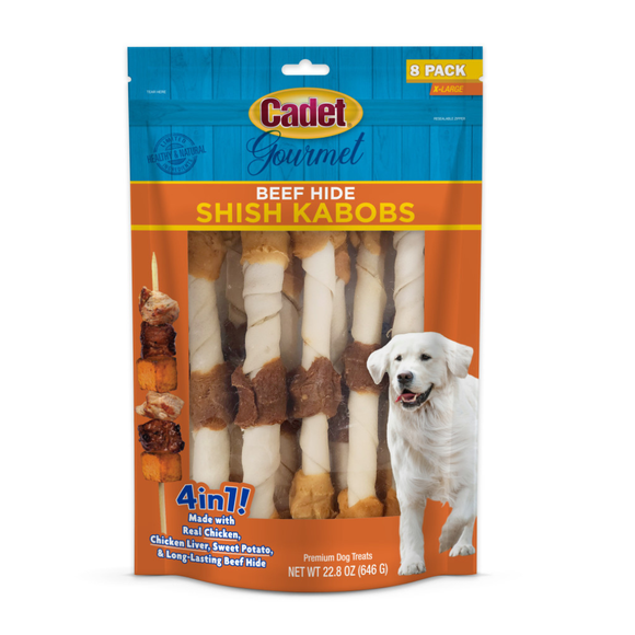 Cadet Gourmet Beef Hide X-LARGE Shish Kabob Dog Treats - 8 Pack - Dog Treats 9