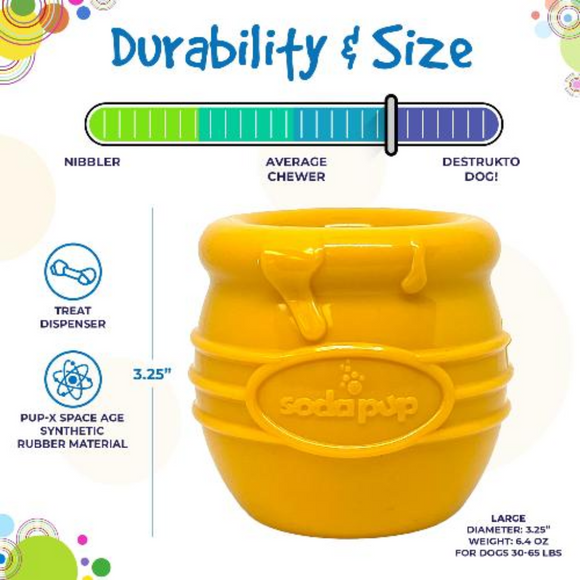 SodaPup Honey Pot Pup-X Durable Rubber Treat Dispenser Toy