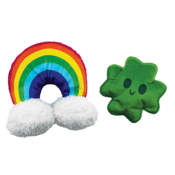 BARK Puppy Charms St. Patrick’s Day Theme Clover & Rainbow Set Plush Dog Toy