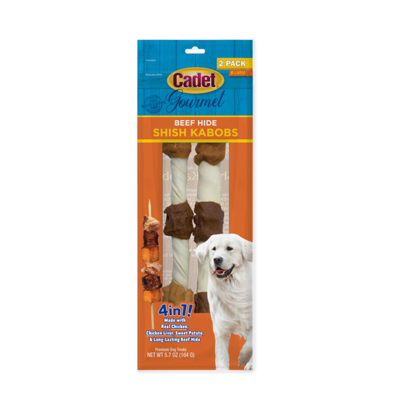 Cadet Gourmet Beef Hide X-LARGE Shish Kabob Dog Treats - 2 Pack - Dog Treats 1