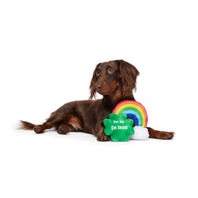 BARK Puppy Charms St. Patrick’s Day Theme Clover & Rainbow Set Plush Dog Toy - 0