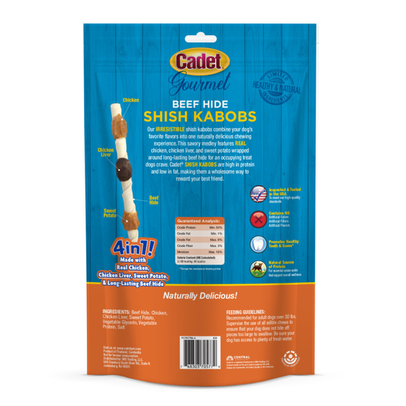 Cadet Gourmet Beef Hide X-LARGE Shish Kabob Dog Treats - Dog Treats 3