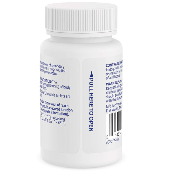 Rilexine (Cephalexin) Chewable Tablets for Dogs, 150mg side of bottle