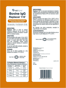 VetOne Bovine IgG Replacer 115, Natural Bovine Dried Colostrum (640 gm) - 0
