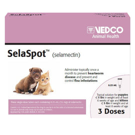 Vedco Animal Health SelaSpot packaging with a dog and cat illustration on a white background