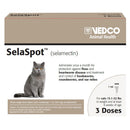 SelaSpot packaging for cats by Vedco Animal Health with a gray cat illustration.