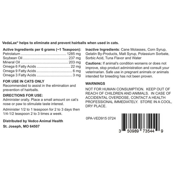 Vedalax Oral Gel for Cats, Tuna Flavor