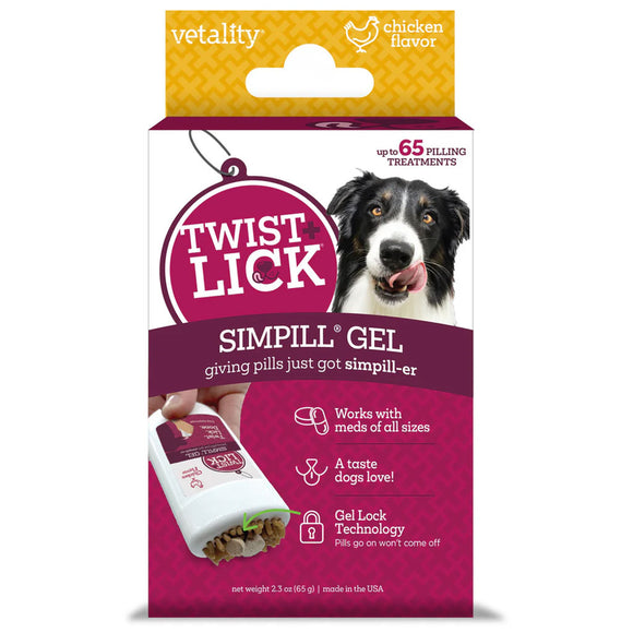 Vetality Twist & Lick SimPill Gel Hiding Dog Treat, 2.3-oz