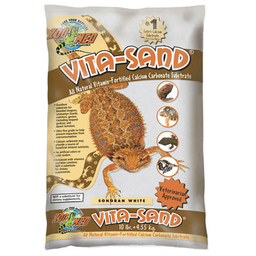 Vita-Sand packaging for reptile substrates with a tortoise illustration on a white background