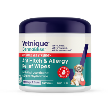 Dermabliss Advanced Vet Strength Anti-Itch & Allergy Relief Wipes for Dogs & Cats, 50 ct