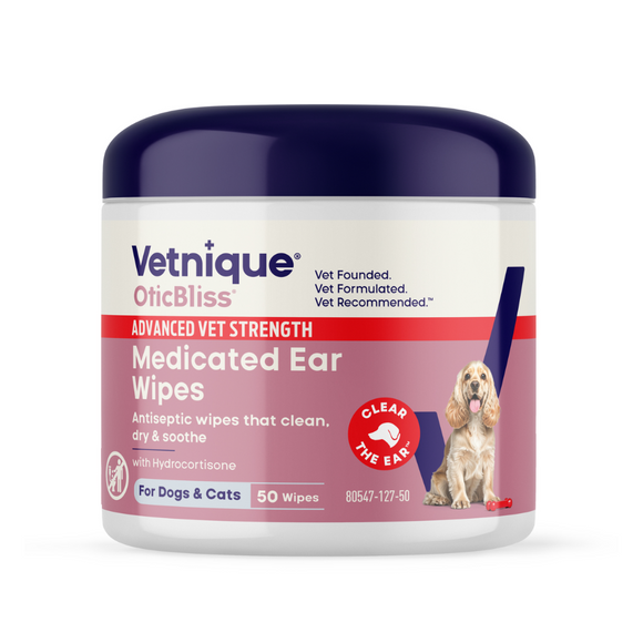 Oticbliss Advanced Vet Strength Medicated Ear Wipes for Cats & Dogs