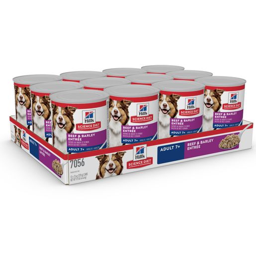 Hill's Science Diet Senior 7+ Canned Dog Food, Beef & Barley Entrée, 13.1 oz, 12 Pack wet dog food