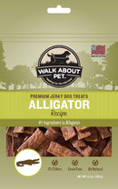 Walk About Pet Alligator dog treat package on a green background