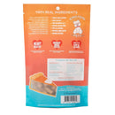 Dog treat package with 'Einstein Pets' branding on an orange and blue background