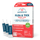 Wondercide flea and tick spot on for dogs packaging with spot on applicators.