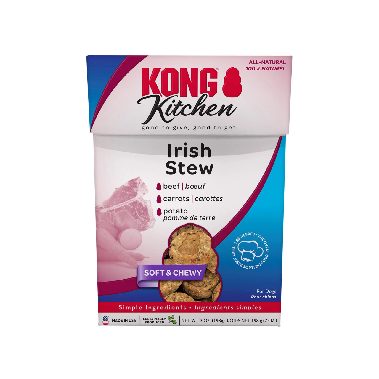 Kong Kitchen Irish Stew Beef, Carrot & Potato Soft & Chewy Treats for Dogs (7 oz)