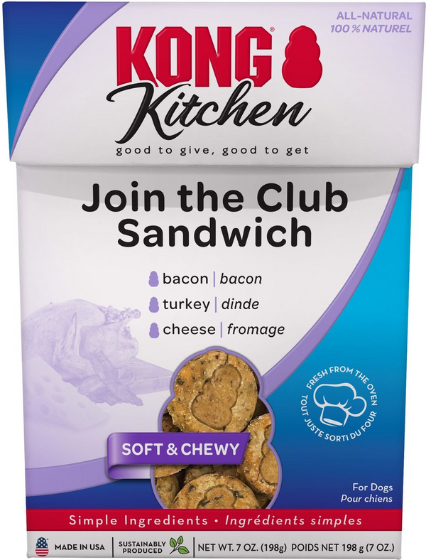 Kong Kitchen Join the Club Sandwich Bacon, Turkey & Cheese Soft & Chewy Treats for Dogs (7 oz)