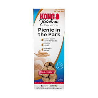 Kong Kitchen Picnic in the Park Peanut Butter, Banana & Blueberry Crunchy Biscuits for Dogs (8 oz)