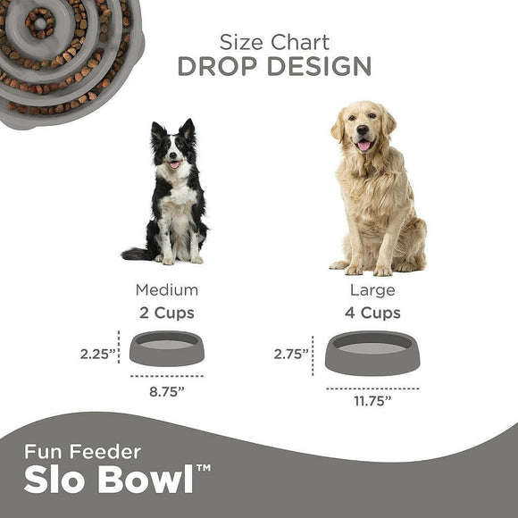 Outward Hound Fun Feeder Slo Bowl Slow Feeder Bowl Grey For Dog (Medium / Mini)