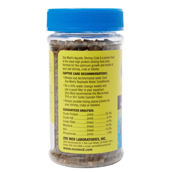 Zoo Med Aquatic Shrimp Crab & Lobster Dry Food, 2.5-oz
