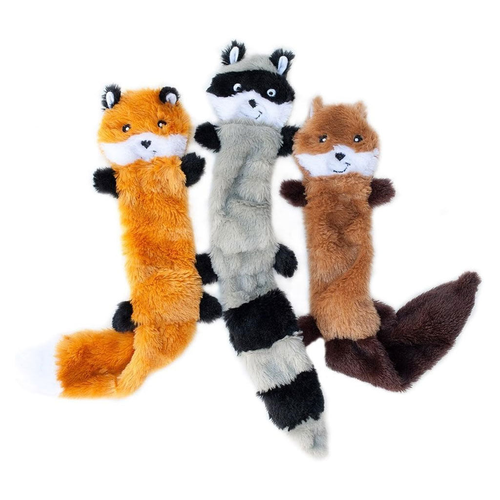 ZippyPaws Skinny Peltz Fox, Raccoon & Squirrel Plush Dog Toy