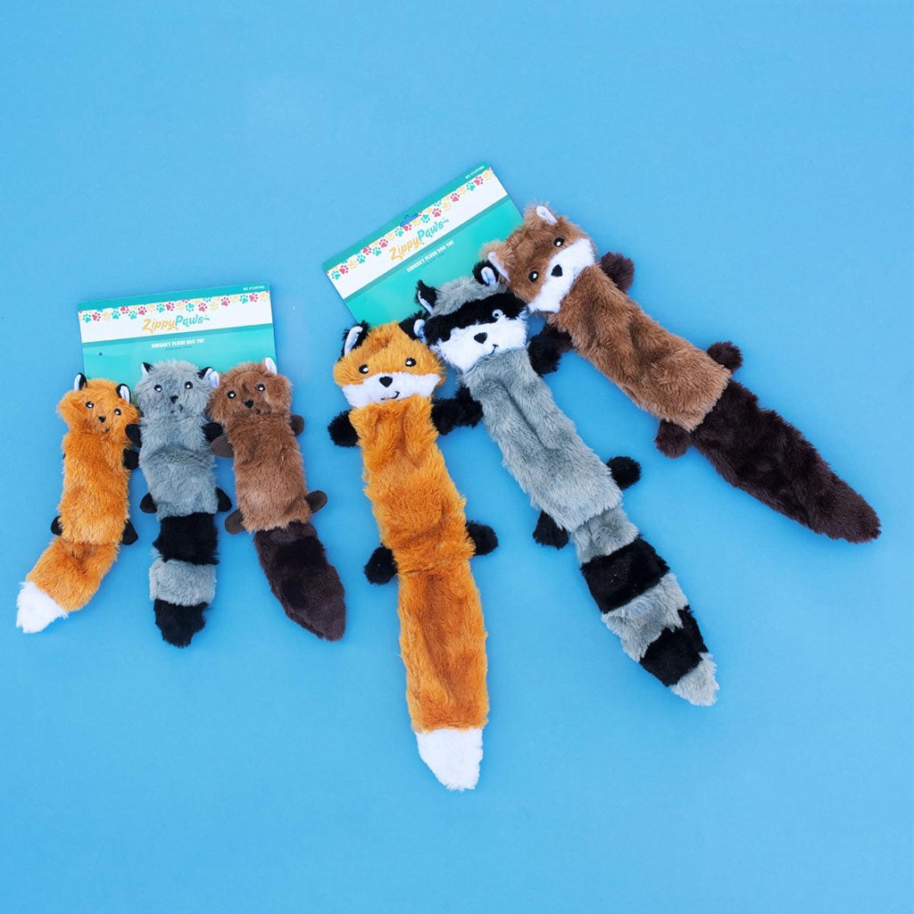 ZippyPaws Skinny Peltz Fox, Raccoon & Squirrel Plush Dog Toy