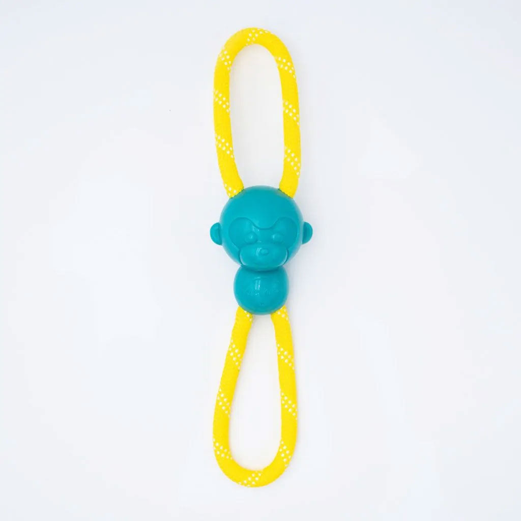 ZippyPaws ZippyTuff Monkey RopeTugz Dog Toy, Medium, Teal/Yellow