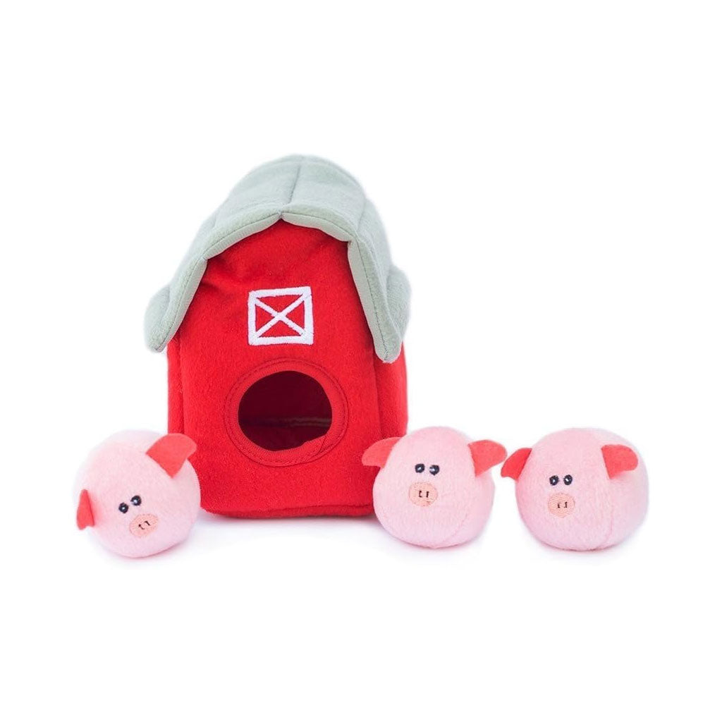 ZippyPaws Zippy Burrow Dog Toy Barn with Pig Bubble Babies