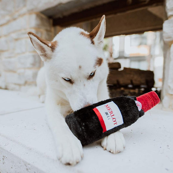ZippyPaws Red Wine Happy Hour Crusherz Plush Dog Toy