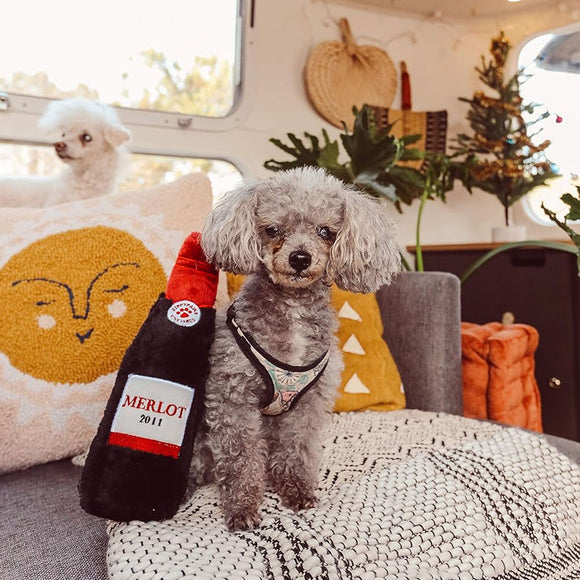 ZippyPaws Red Wine Happy Hour Crusherz Plush Dog Toy