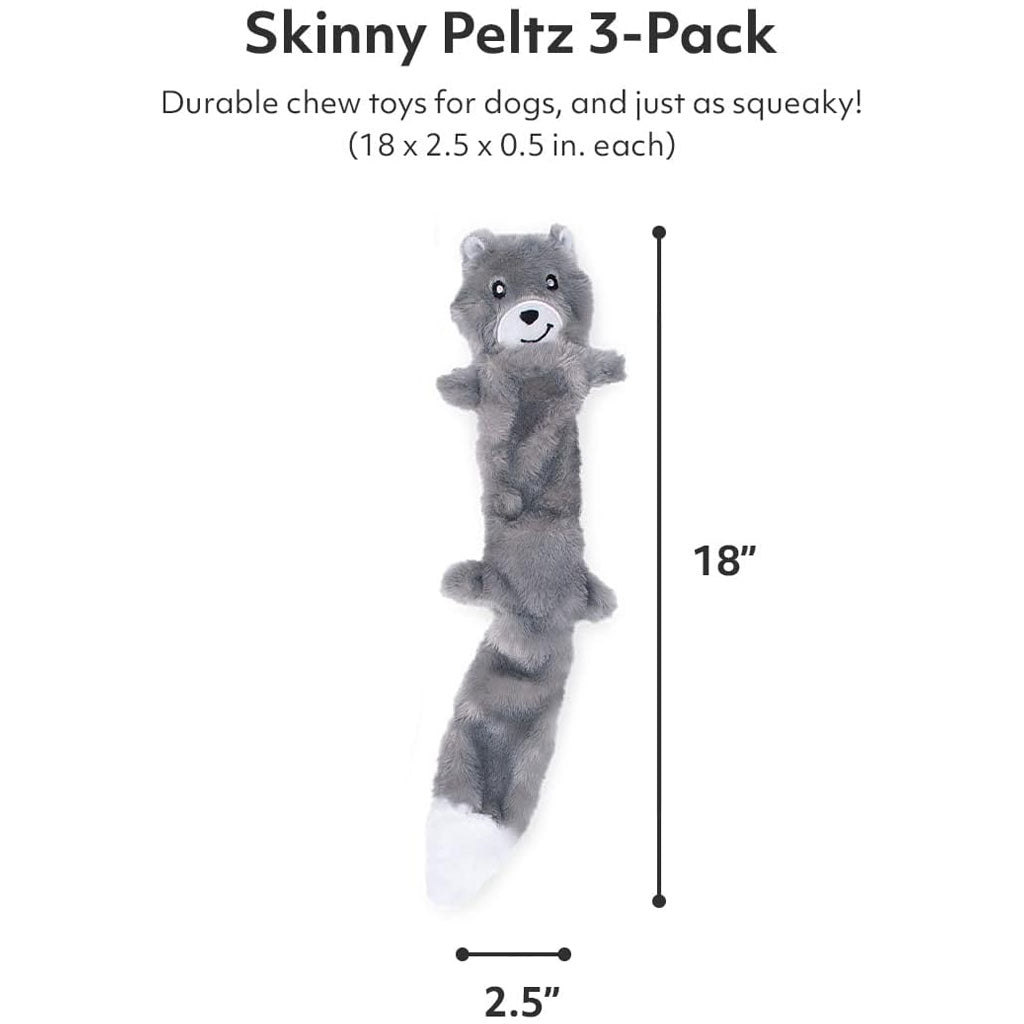 ZippyPaws Skinny Peltz Weasel, Skunk & Wolf Plush Dog Toy, Large