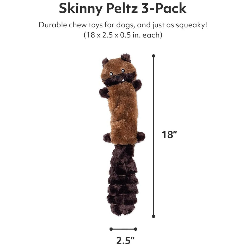 ZippyPaws Skinny Peltz Chipmunk, Lemur & Monkey Plush Dog Toy, Large