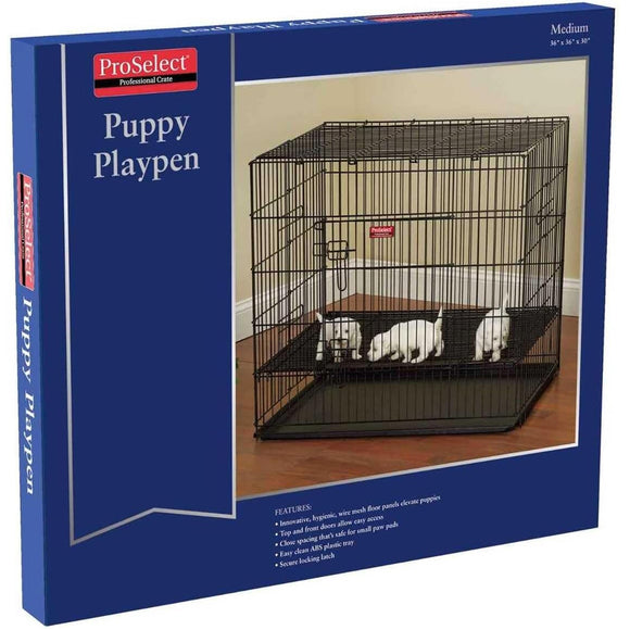ProSelect Puppy Playpen packaging with a picture of the playpen on a blue background
