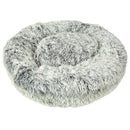 Fluffy gray pet bed on a white background
