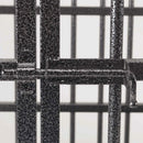 Close-up of a metal grid with a blurred background