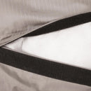 Close-up of a gray fabric with a black elastic band