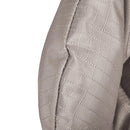 Close-up of a textured gray fabric with a white background