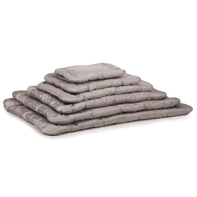 Stack of gray pet beds on a white background