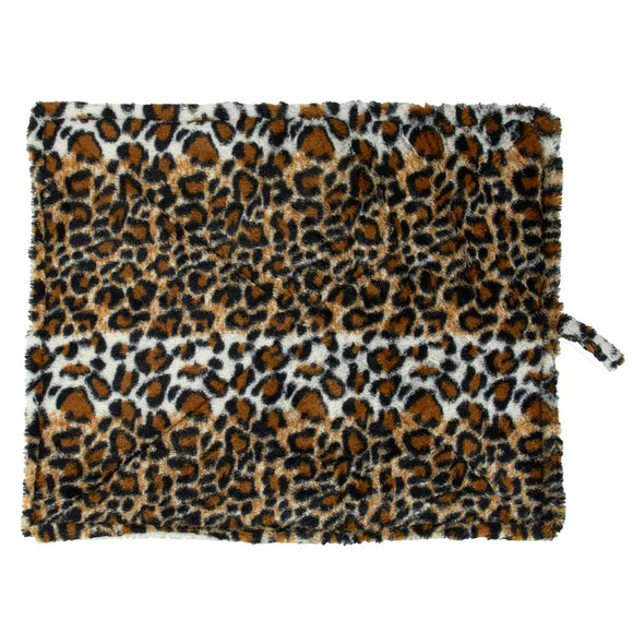 Leopard print pouch on a white background