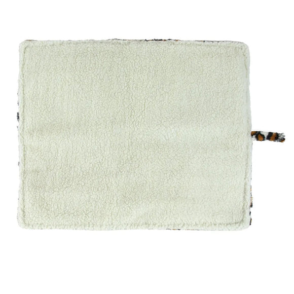 Rectangular light green fabric pouch with a strap on a white background