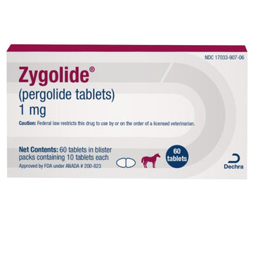 Box of Zygolide pergolide tablets 1 mg on a white background