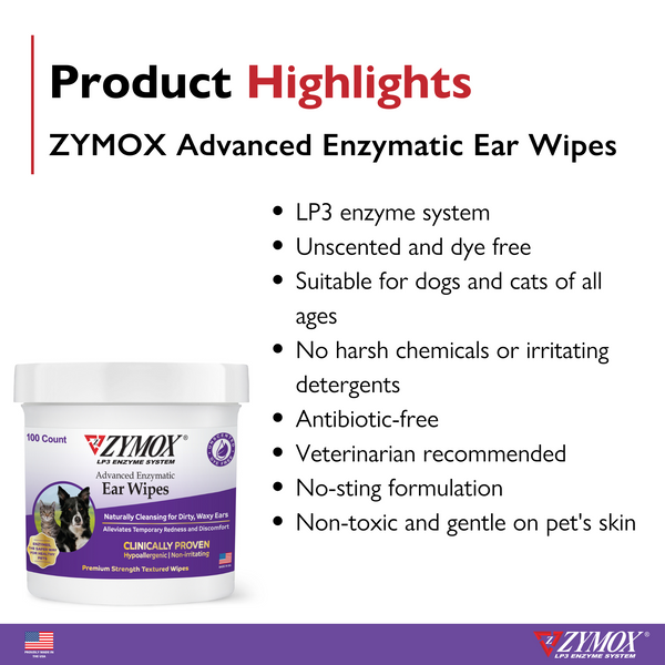 Zymox Ear Wipes highlights