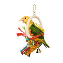 Bird Sitting on A & E Cages Rope Preening Cotton Swing Bird Toy with Bell