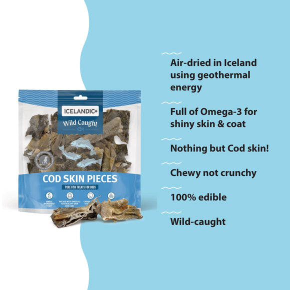 Icelandic+ Cod Skin Pieces Dog Treats, 1-lb