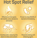 Silver Honey hot spot and wound care spray is proven to stop 99.9% of bacteria immediately