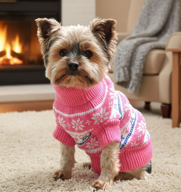 Doggie Design Combed Cotton Snowflake & Hearts Sweater for Dogs & Cats