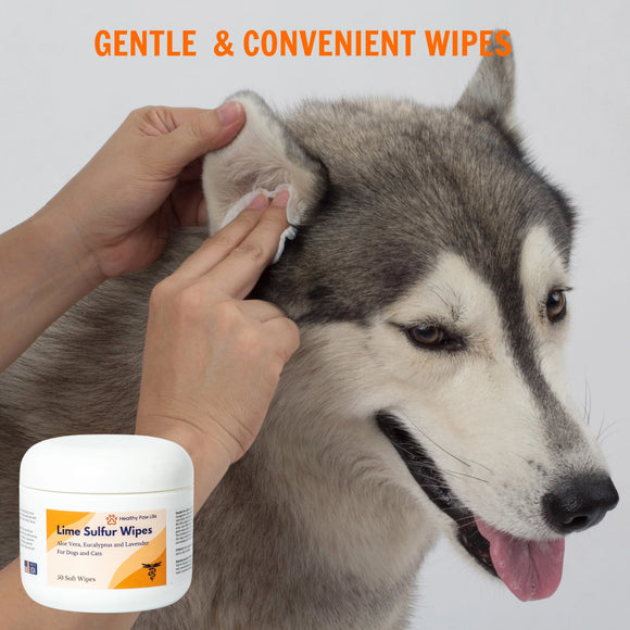 Healthy Paw Life Lime Sulfur Wipes for Dogs & Cats, 50-count